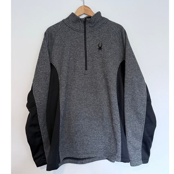 SPYDER dark gray black Outbound Stryker fleece lined 1/4 zip pullover sweater - Picture 3 of 12